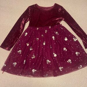 Burgundy Minnie Mouse dress with Gold Accents